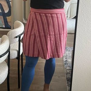 Loft crossover pink striped mini skirt